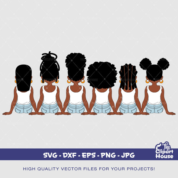 Friendship Girls 6 | Digital SVG - DXF - EPS - png - Jpg | Instant Download | african svg,black woman, friendship goals, best friends