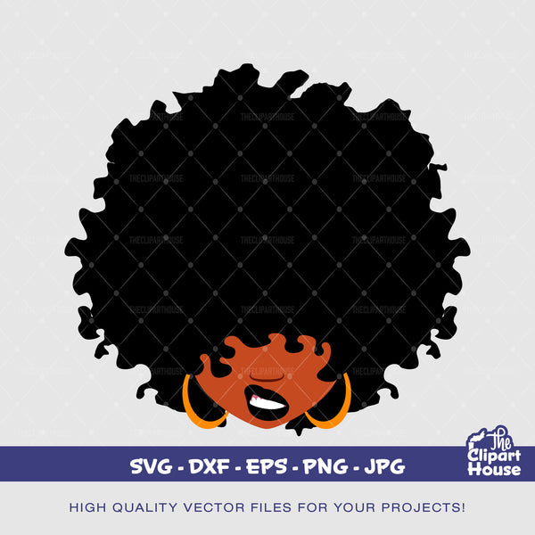 Afro Smirk 3 | Digital SVG - DXF - EPS - png - Jpg | Instant Download | smirk svg,african american svg,black woman,afro lady - The Clipart House