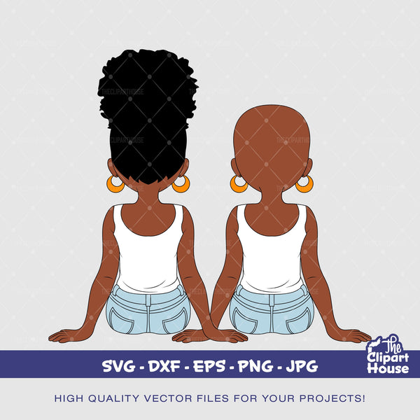 Friendship Girls 7 | Digital SVG - DXF - EPS - png - Jpg | Instant Download | african svg,black woman, friendship goals, best friends