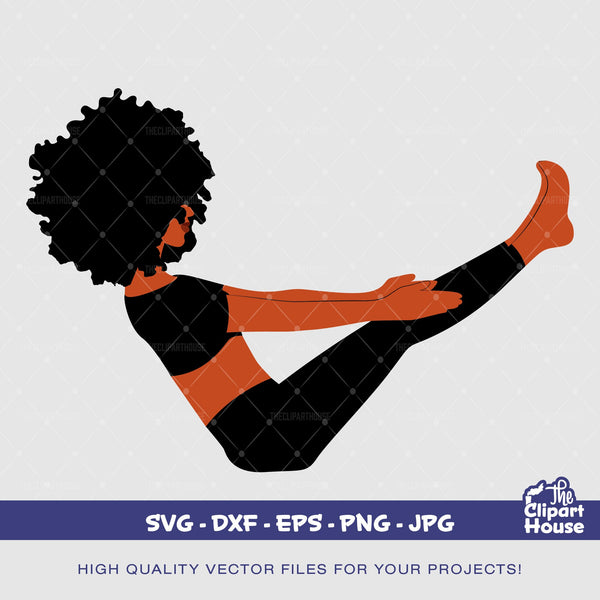 Afro Yoga Pose 33 | Digital SVG - DXF - EPS - png - Jpg | Instant Download | afro svg, yoga pose svg, fitness svg, black woman,black dancer - The Clipart House