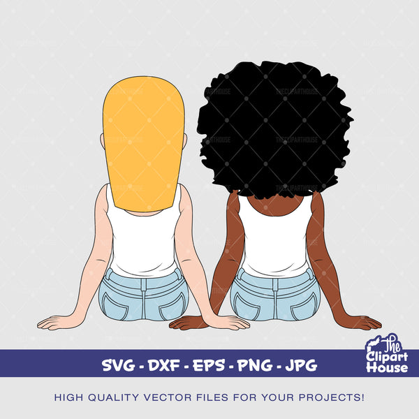 Friendship Girls 9 | Digital SVG - DXF - EPS - png - Jpg | Instant Download | african svg,black woman, friendship goals, best friends