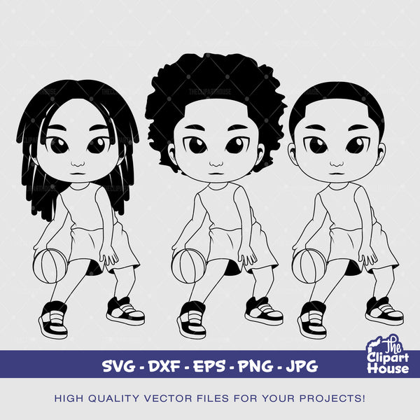 Peekaboo Basketball Boy Silhouette 2 | Digital SVG - DXF - EPS - png - Jpg | Instant Download | african american svg, black kid svg,afro svg