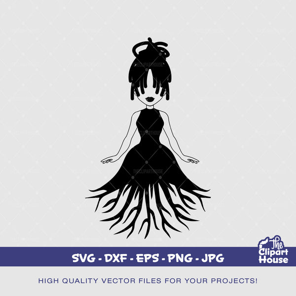 Locs Roots Silhouette | Digital SVG - DXF - EPS - png - Jpg | Instant Download | african american svg, black woman svg, afro woman