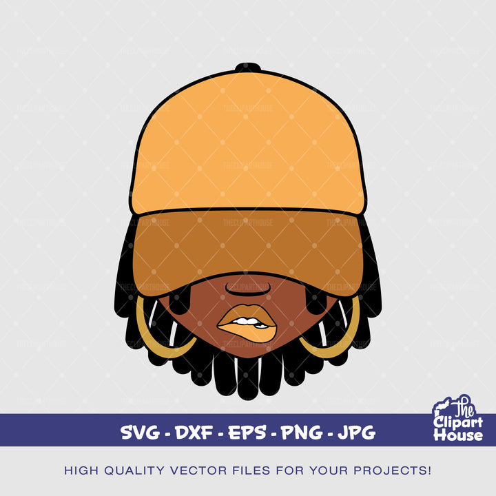 Locs Lip Bite Cap | Digital SVG - DXF - EPS - png - Jpg | Instant Download | smirk svg,african american svg,black woman,afro lady - The Clipart House