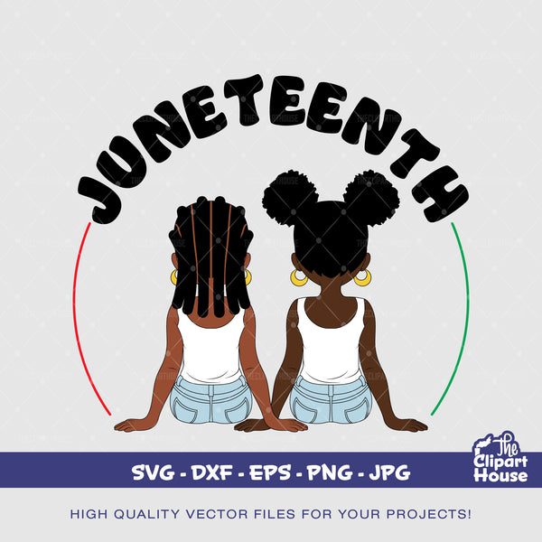 Juneteenth Duo Girls | Digital SVG - DXF - EPS - png - Jpg | Instant Download | african american svg, juneteenth, black history, 1865