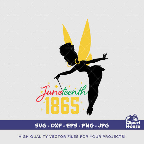 Juneteenth 1865 Fairy | Digital SVG - DXF - EPS - png - Jpg | Instant Download | african american svg, juneteenth, black history, 1865