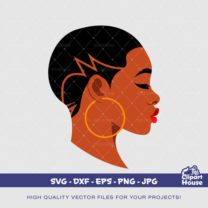 Buzz Cut Woman Side Profile, african american svg, black woman svg, taper fade svg - The Clipart House