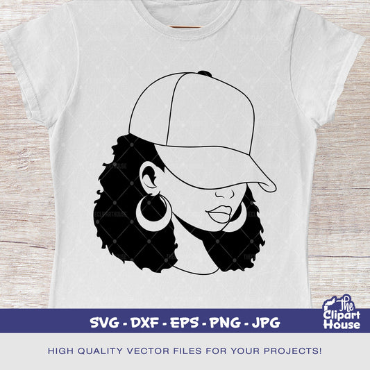 African American Hat Low Woman Silhouette, smirk svg,african american svg,black woman svg