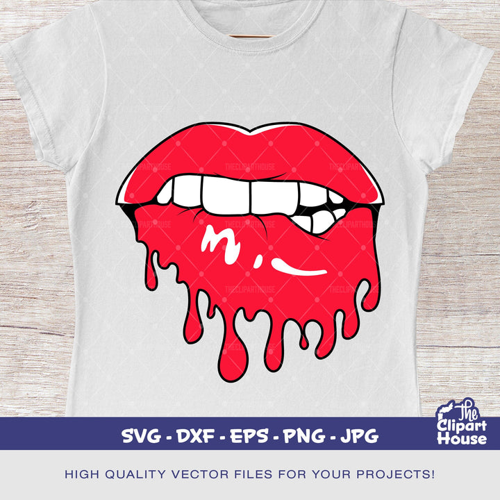 Drippy Lips, lips svg, lip bite svg, smirk svg, lip smirk svg - The Clipart House