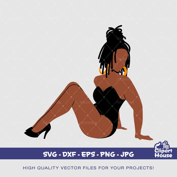 Thick Pin Up Black Woman 5, Cricut svg, printable svg,african american svg,black woman - The Clipart House