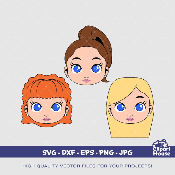 Girl Faces, face svg, sublimation transfer, girl mom svg, girl dad svg, planner stickers