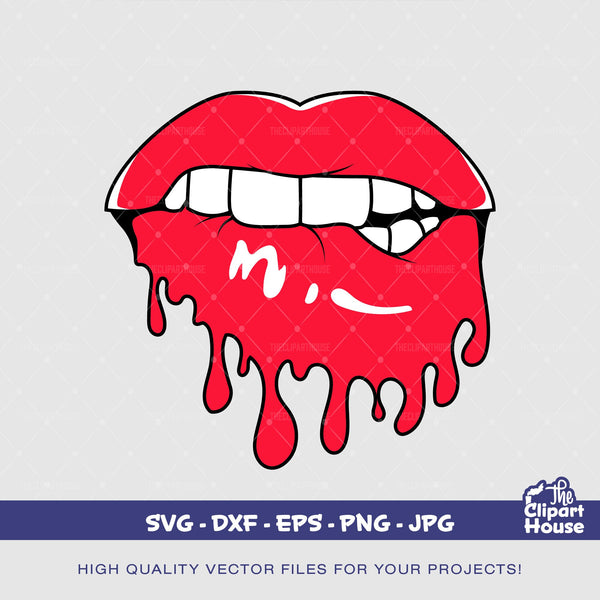 Drippy Lips, lips svg, lip bite svg, smirk svg, lip smirk svg - The Clipart House