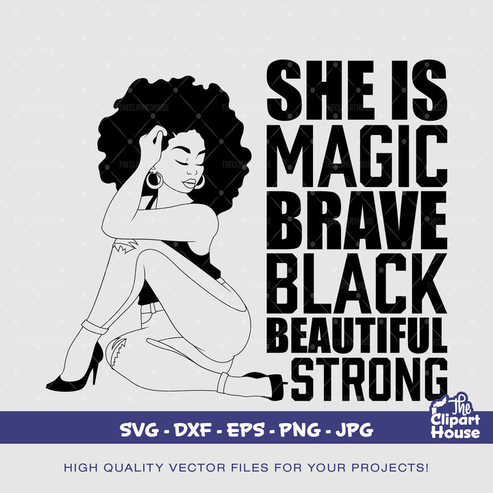 She Is Strong Black Woman Silhouette, african american svg, black woman svg, peekaboo girl svg, black girl magic svg, thick girl svg - The Clipart House