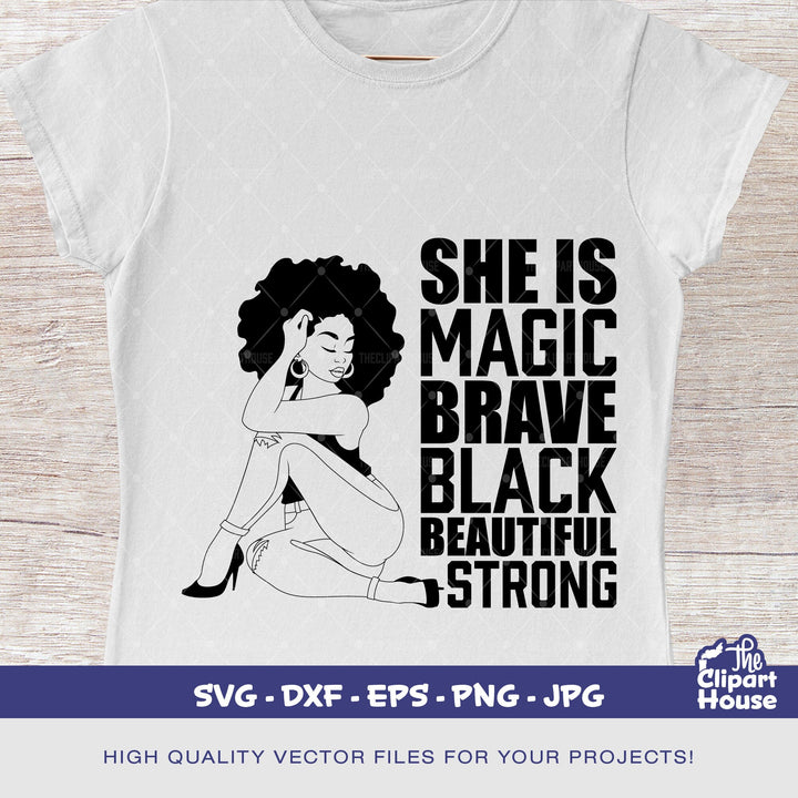 She Is Strong Black Woman Silhouette, african american svg, black woman svg, peekaboo girl svg, black girl magic svg, thick girl svg - The Clipart House