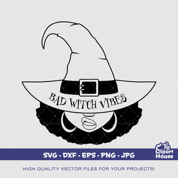 Bad Witch Vibes Silhouette, african american svg, black woman svg, afro child, spooky svg, halloween shirt svg, haloween 2022