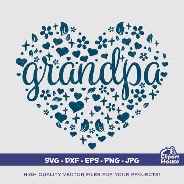 Grandpa Heart Text, family svg, dad Squad svg, father svg, Family svg, father's day svg, heart svg, grandpa svg, granddad svg