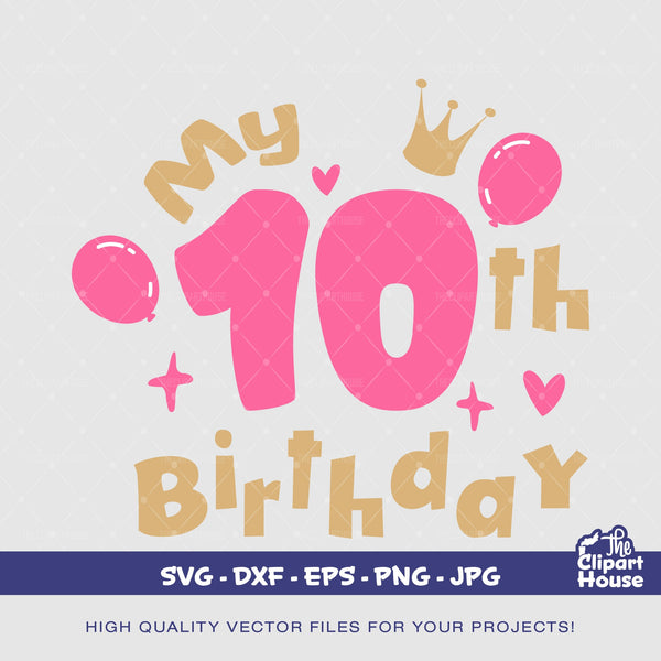 My 10th Birthday, birthday svg, birthday shirt svg, birthday squad svg, baby birthday svg