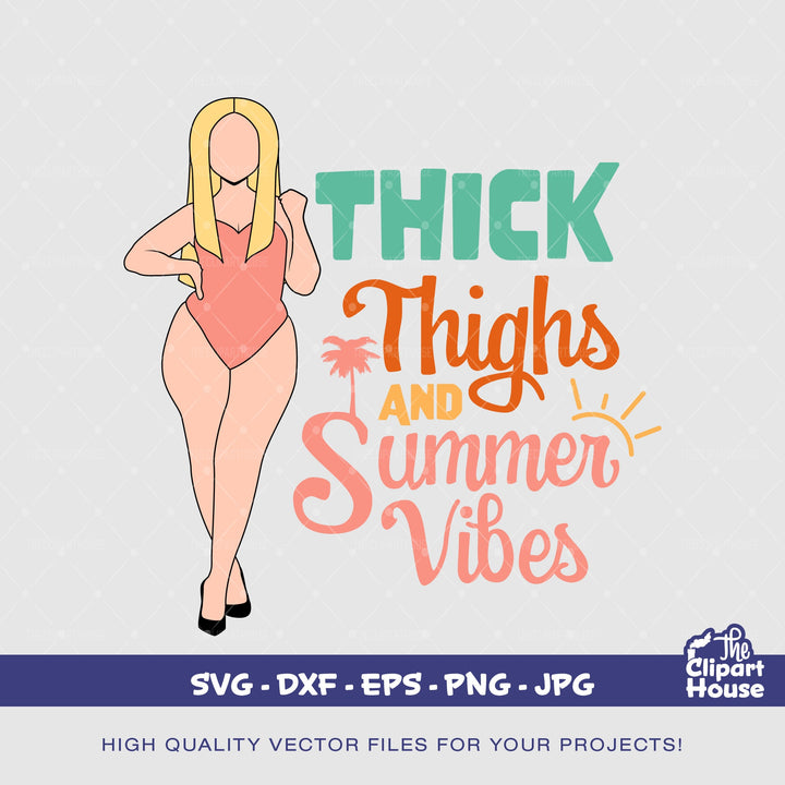 Thick Thighs And Summer Vibes 4, summer vibes png, summer png, summer sublimation, hello summer, thick thighs svg, afro woman svg - The Clipart House