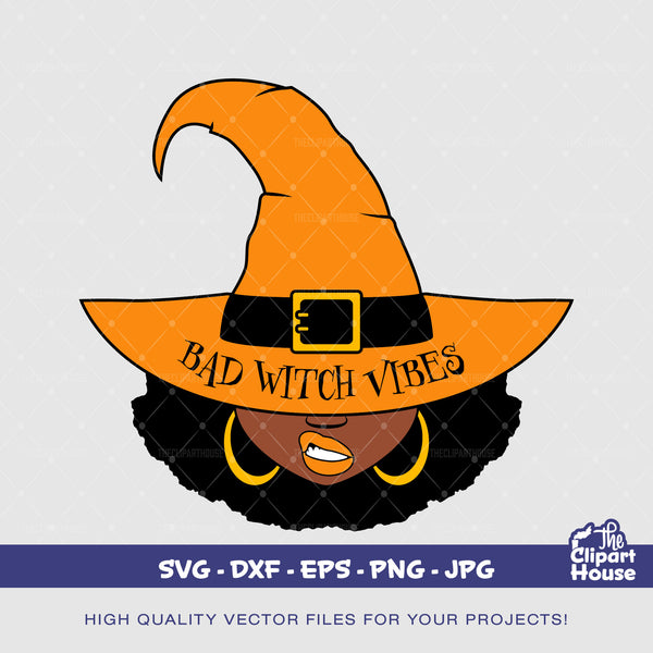 Bad Witch Vibes, african american svg, black woman svg, afro child, spooky svg, halloween shirt svg, haloween 2022