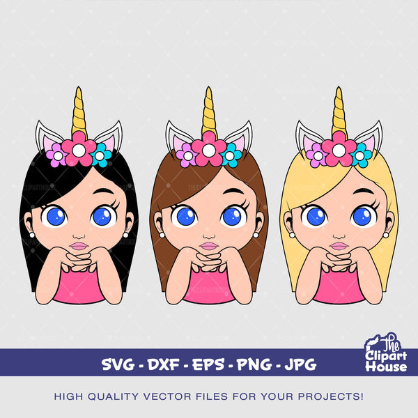 Unicorn Girl, face svg, sublimation transfer, girl mom svg, girl dad svg, planner stickers