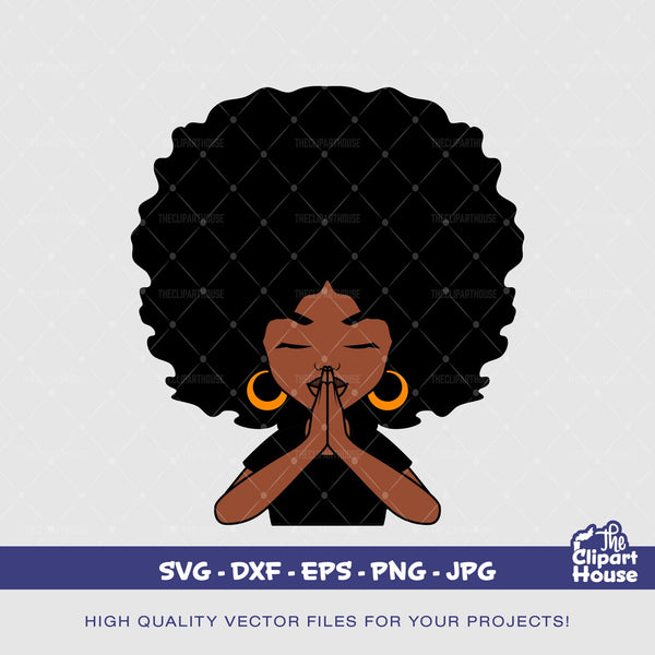 Praying Black Woman, african american svg, black woman svg, afro svg,faith svg, religion svg, angel woman svg