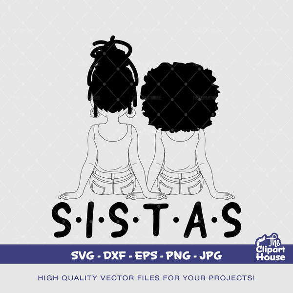 Sistas Girls Silhouette, african svg,black woman, friendship goals, best friends, sistas svg, sisters svg