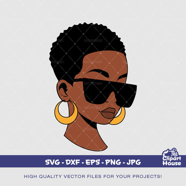 African American Sunglasses Mini Afro Woman, african american svg, black woman svg, black girl svg, melanin svg, afro girl svg - The Clipart House