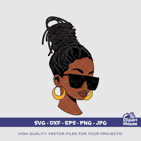 African American Sunglasses Locs Woman, african american svg, black woman svg, black girl svg, melanin svg, afro girl svg - The Clipart House