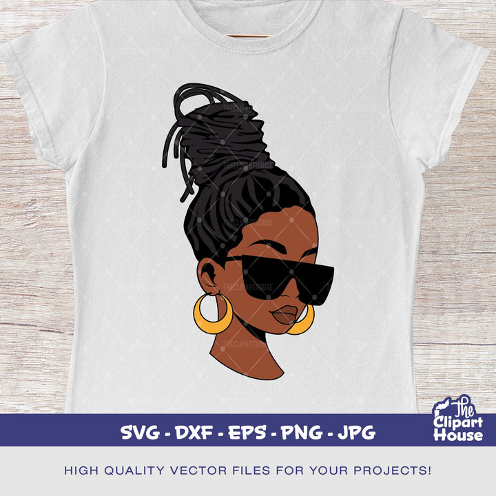 African American Sunglasses Locs Woman, african american svg, black woman svg, black girl svg, melanin svg, afro girl svg - The Clipart House