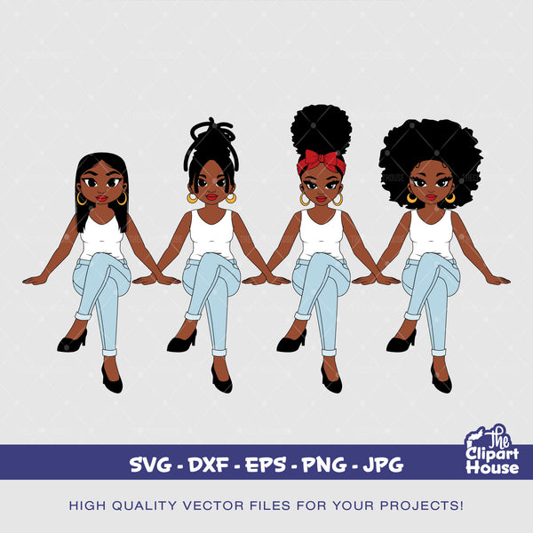 Friendship Girls Legs Crossed, african svg, black woman, friendship goals, best friends, melanin svg, afro woman svg, friendship svg