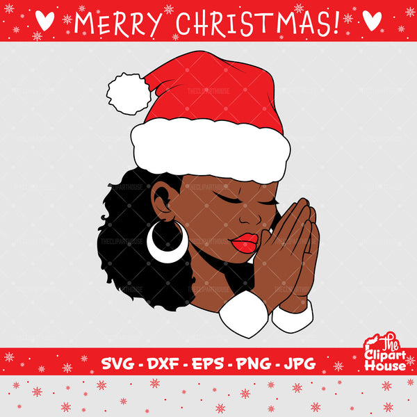 Christmas Black Woman Praying Hands, christmas svg, family svg, santa claus svg, festive svg, christmas decorations