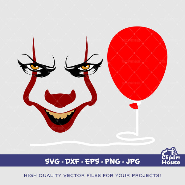 Pennywise Face Balloon, Halloween Ghost svg, Halloween Vector, pennywise svg, horror svg, pennywisee costume, halloween decoration