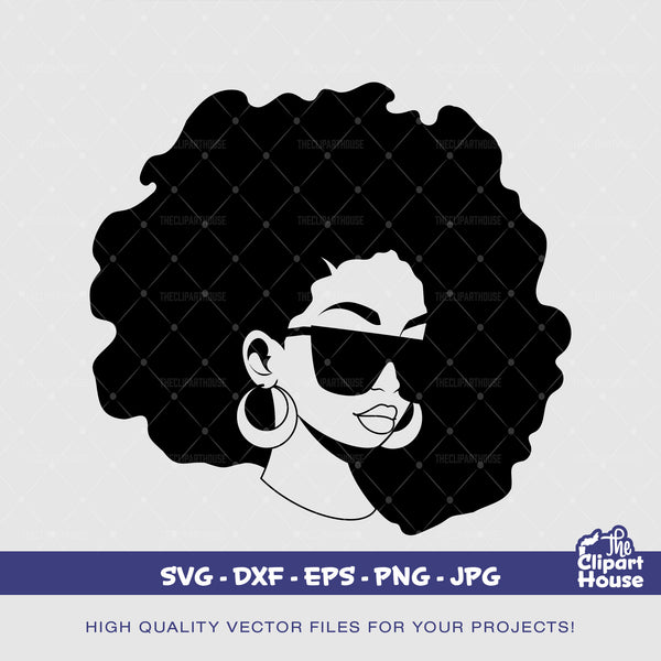 African American Sunglasses Afro Woman Silhouette, african american svg, black woman svg, black girl svg, melanin svg, afro girl svg