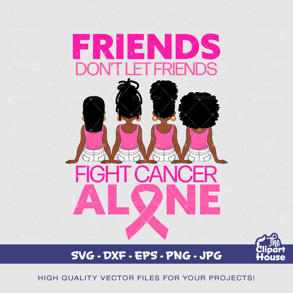 Breast Cancer Support Friends, cancer research svg, cancer ribbon svg, cancer awareness svg, black woman svg, afro woman svg