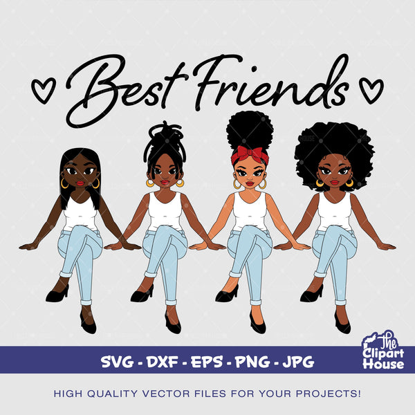 Best Friends Girls 2, african svg, black woman, friendship goals, best friends, melanin svg, afro woman svg, friendship svg