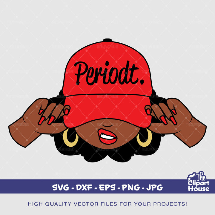 Cartoony Periodt Woman Smirk Cap, smirk svg, african american svg, black woman svg, afro girl svg, black girl magic svg - The Clipart House