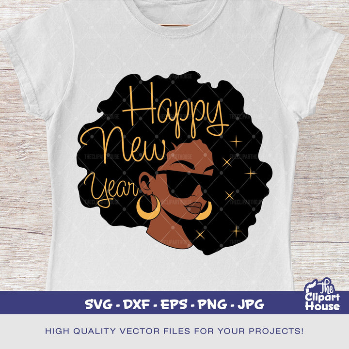 Afro Woman New Year, african american svg, black woman svg, black girl svg, melanin svg, afro girl svg, new year new me, happy new year svg - The Clipart House