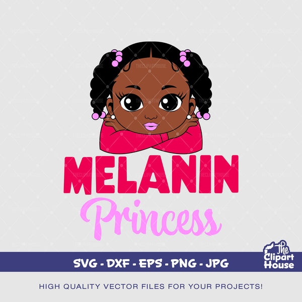 Melanin Princess, african american svg, black kid svg, afro child svg, peekaboo girl svg, cute girl svg, afro princess svg, queen svg