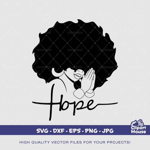 Hope Prayers, african american svg, black woman svg, afro, faith svg, religion svg, hope svg, praying hands