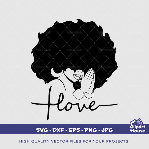 Love Prayers, african american svg, black woman svg, afro, faith svg, religion svg, hope svg, praying hands