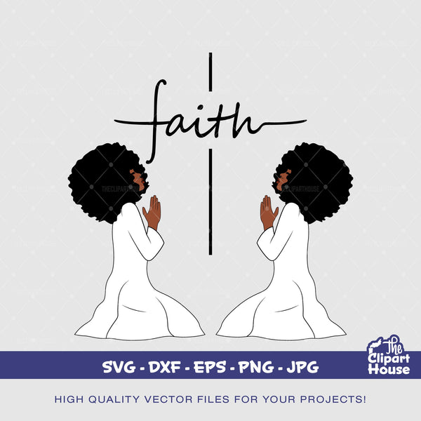 Angel Prayers Faith Cross 3, african american svg, black woman svg, afro, faith svg, religion svg, hope svg, praying hands