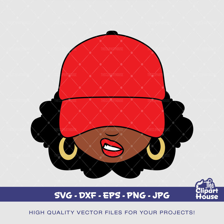 Cartoony Afro Woman Smirk, smirk svg, african american svg, black woman svg, afro girl svg, black girl magic svg - The Clipart House