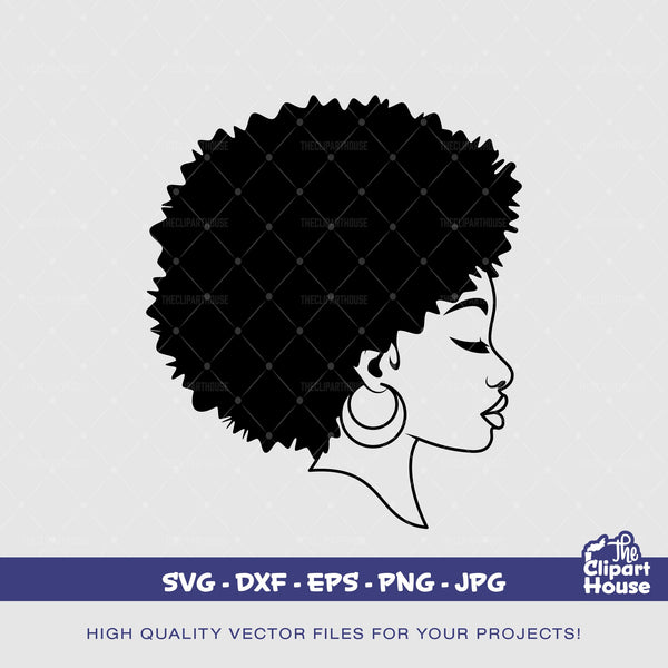 Black Afro Woman Side Silhouette, african american svg, black woman svg, black girl svg, melanin svg, afro girl svg, melanin svg