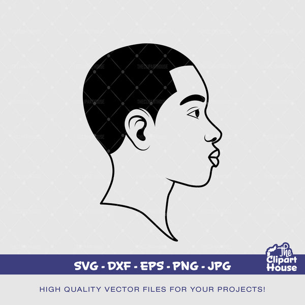 Black Man Buzzcut Silhouette, african american svg, black man svg, bearded man svg, black excellence svg, melanin svg, dope svg