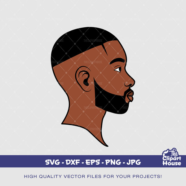 Bearded Black Man Fade, african american svg, black man svg, bearded man svg, black excellence svg, melanin svg, dope svg