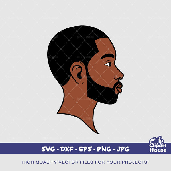 Bearded Black Man Buzzcut, african american svg, black man svg, bearded man svg, black excellence svg, melanin svg, dope svg