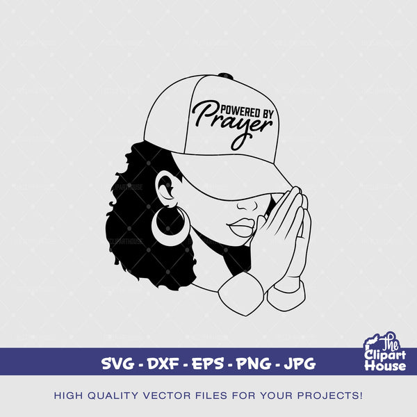 Powered By Prayer Woman, african american svg, black woman svg,faith svg, religion svg, hope svg