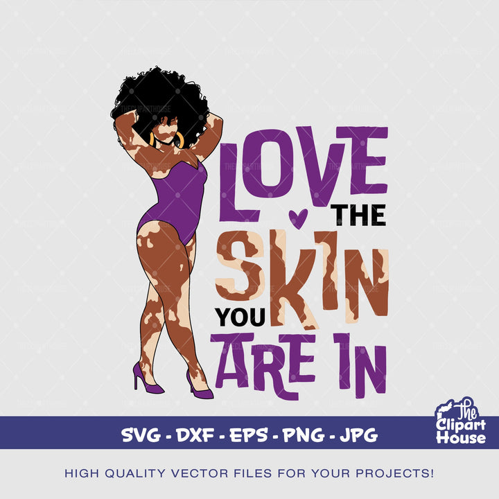 Vitiligo Black Woman Love Your Skin, african american svg, black woman svg, black girl svg, melanin svg, afro girl svg, vitiligo day - The Clipart House