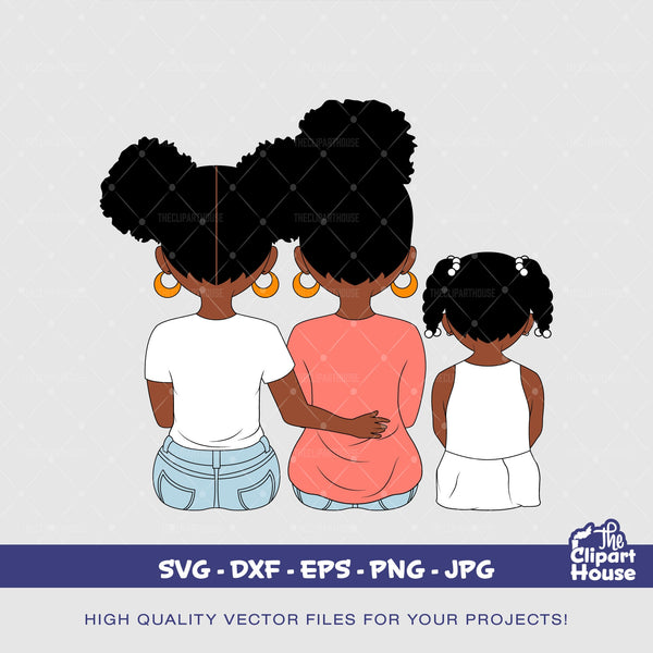 Mother and Daughters 2, african american svg, black woman svg, mother goals, parent svg, mom life svg, family svg