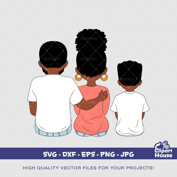 Mother and Sons 2, african american svg, black woman svg, mother goals, parent svg, mom life svg, family svg